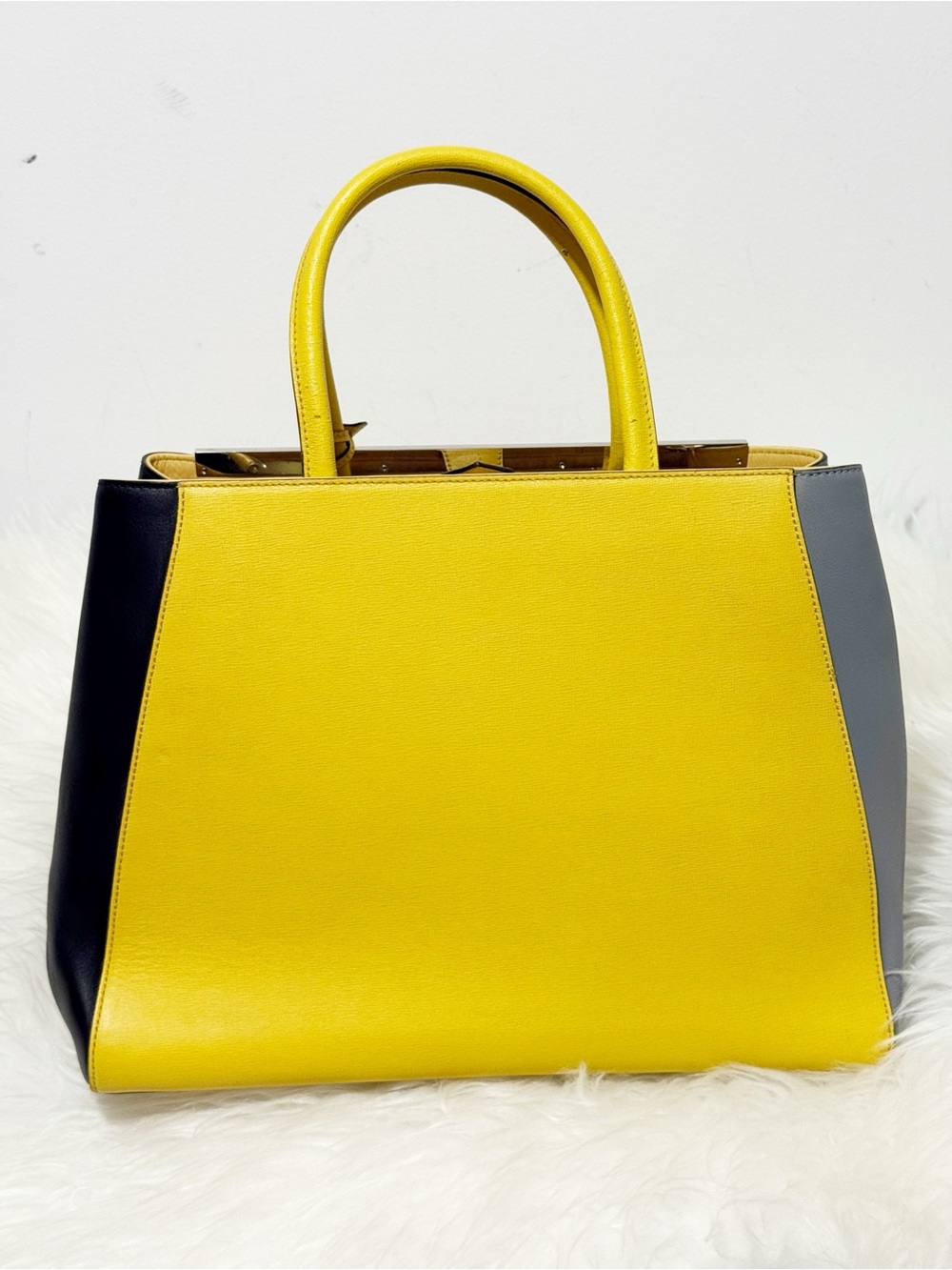 Fendi 2Jours Medium Tricolor Elite Leather Tote Bag - Yellow / Grey / Black - Picture 5 of 16